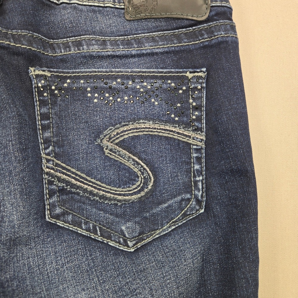 Silver Jeans Suki Super Skinny Rhinestone Mid Rise Dark Wash Womens 29x31 - Picture 4 of 14